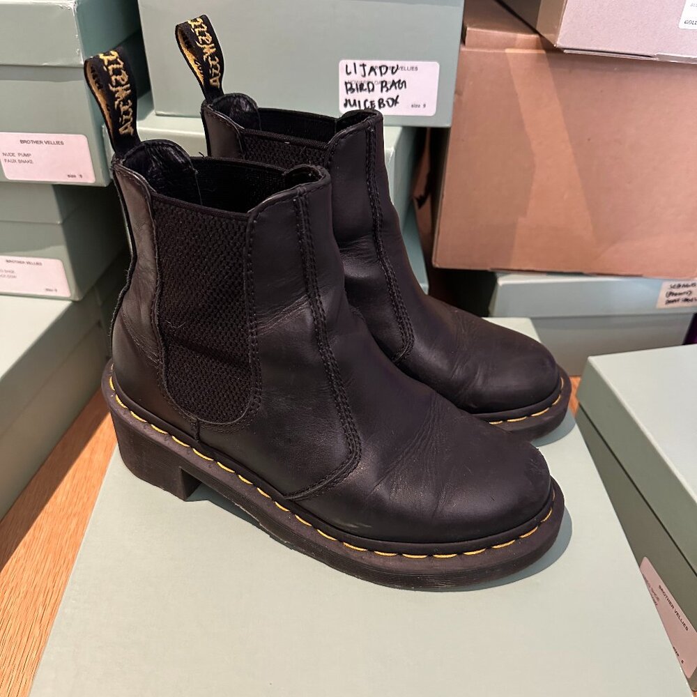 Rometty Wyoming Leather Platform Chelsea Boots (Black, Size 6 Women's)